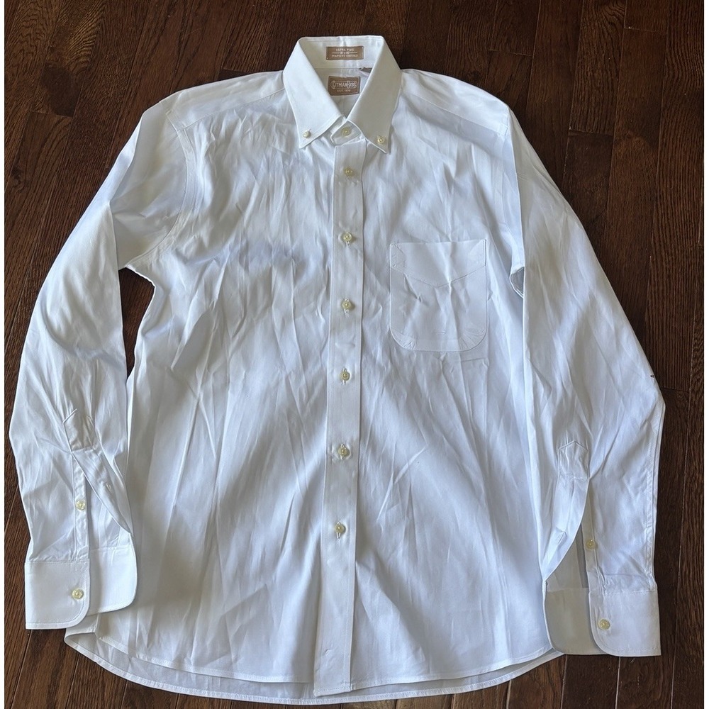 Vtg Gitman Bros Shirt Mens 15-34 Oxford Button Down OCBD USA Made Solid White